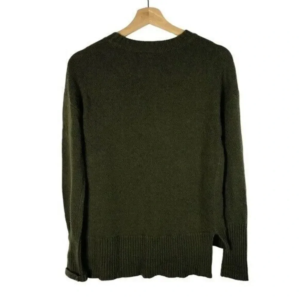 J. Crew Olive Green High Low Crewneck Sweater XS